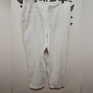 Women's Pants Eileen‎ Fisher Cream 100% Irish Linel Size L